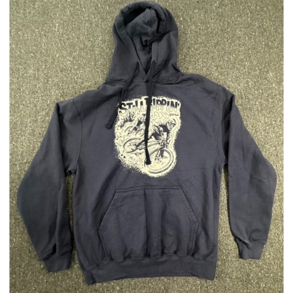 Vital MTB Still Rippin' Gear Hoodie blue Mountain Bike Graphic Pullover Size Med